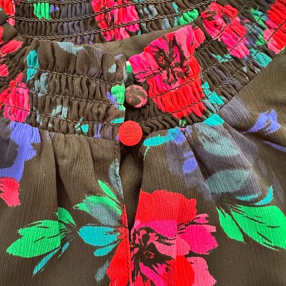 J.Crew Women's Top Medium Black with Floral Design - Picture 8 of 10